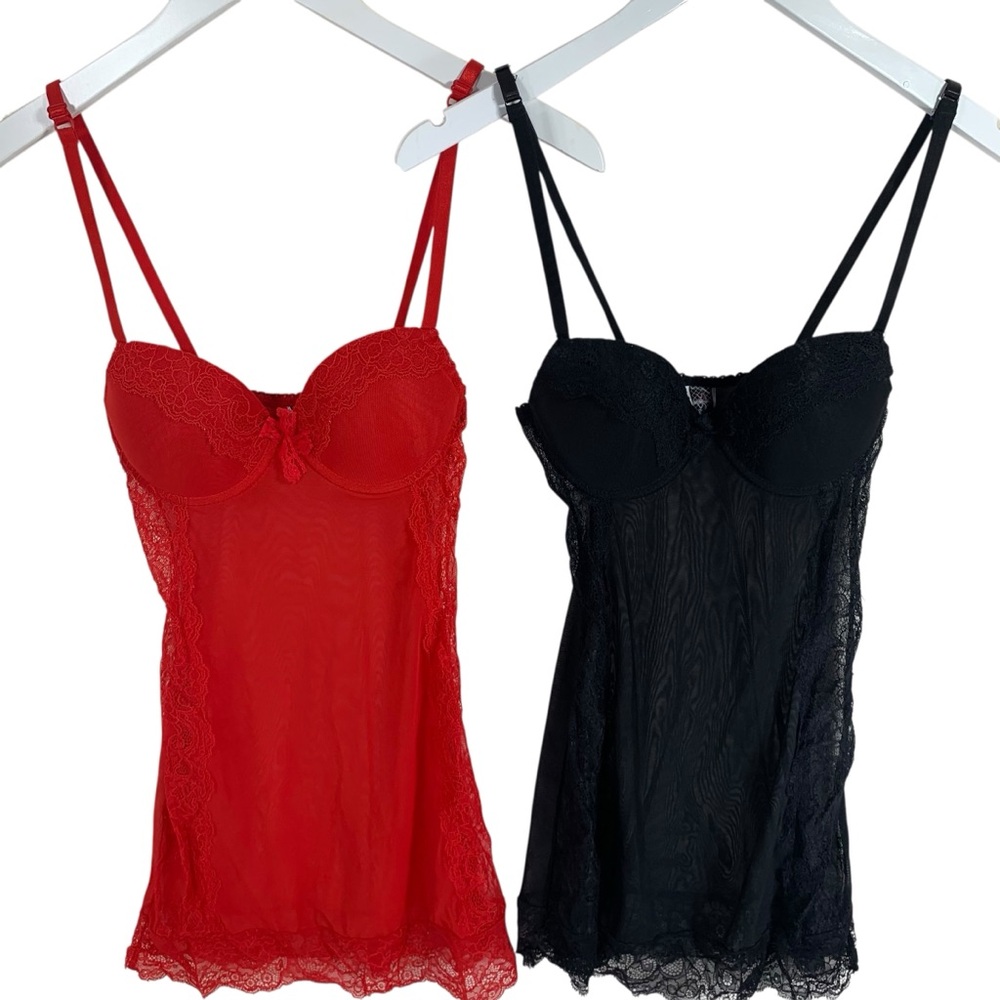 SO SEXY Lace Lingerie Set - Red and Black bundle set of 2 size small 40